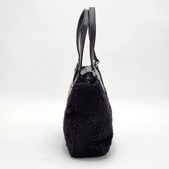 Guess Vintage Y2K Black Sherpa Fuzzy Mini Tote Handbag HTF - Picture 3 of 10